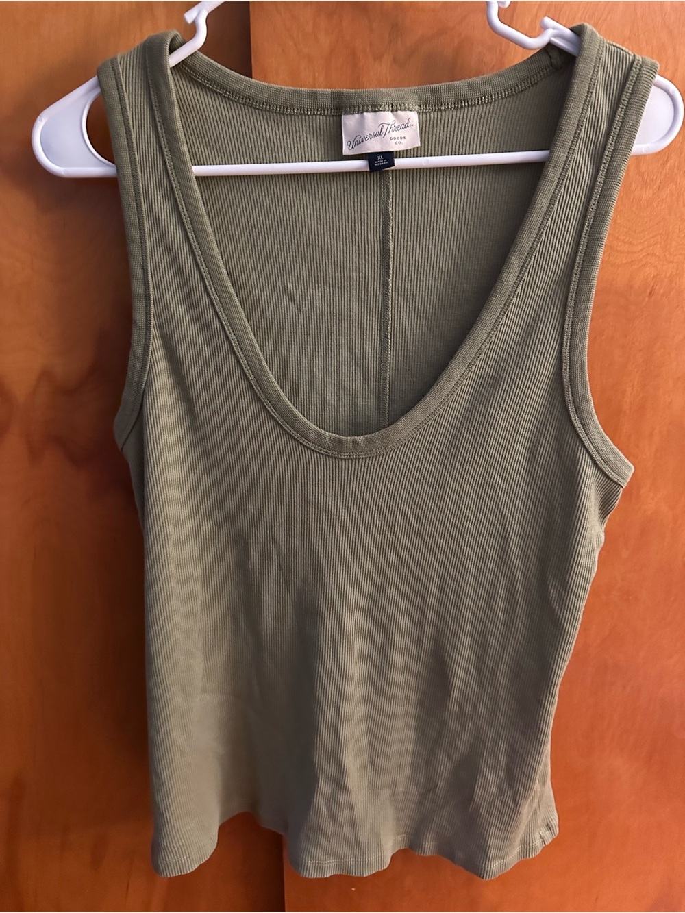 Universal Thread Olive Ribbed Scoop Tank Top - Picture 1 of 1